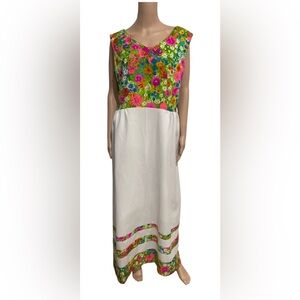 Vintage 60’s  Melvine of Miami Floral Multicolor Maxi Dress